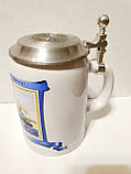 Колекційний фарфоровий пивний бокал / кухоль з кришкою олов'яної, фото 2