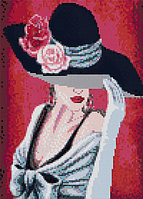 Алмазная вышивка " Таинственная девушка " в шляпе, в красном, полная выкладка, мозаика 5d наборы 31x40 см
