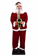 Музичний Дід Мороз/Санта Клаус з саксафоном 125см