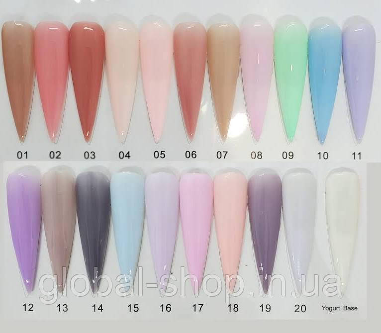 База кольорова каучукова Global Fashion Color French Rubber Base Coat, 8 мл, палітра 21 відтінок