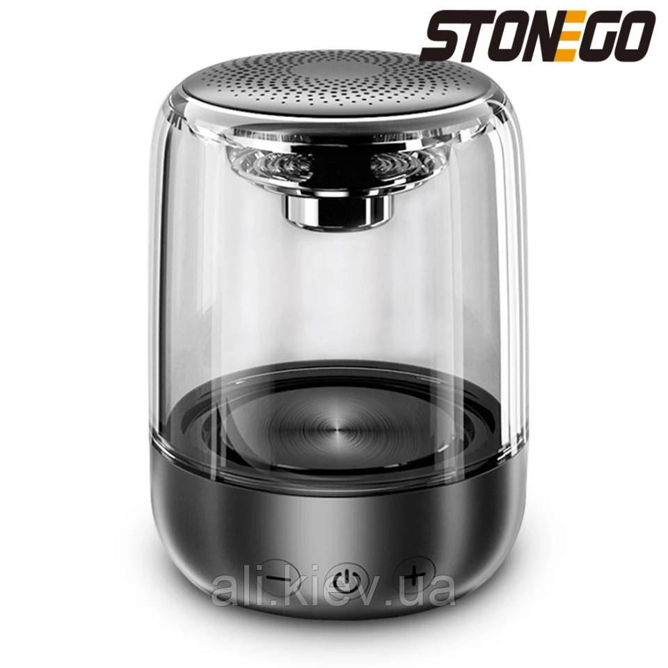 Блютус колонка прозора з підсвіткою STOENGO, TWS AUX Bluetooth 5.0, TF-карта акумулятор 1000