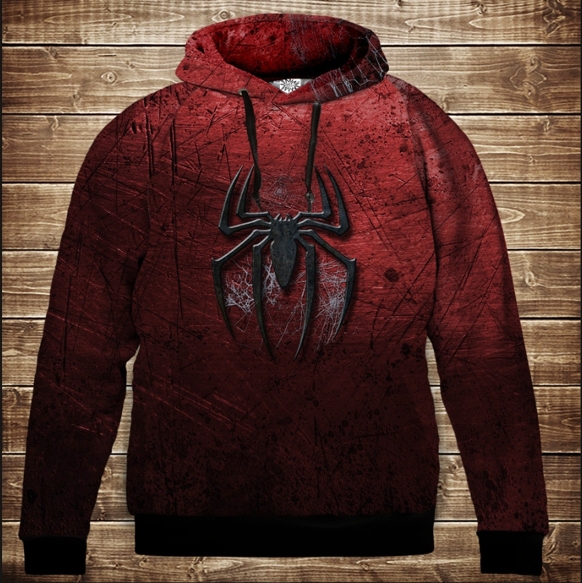 Толстівка з 3D принтом Спайдермен Людина Павук Лого Дитячі і дорослі розміри. ВСІ Розміри, фото 1