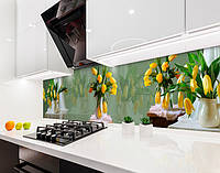 Наклейка на кухонный фартук 65 х 250 см с защитной ламинацией Желтые тюльпаны (БП-s_fl11698-2)