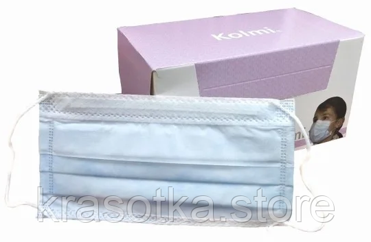 Франція! Дитячі медичні маски Kolmi, OPairKID, 99%(BFE), N95. Одноразові тришарові 14х9см. Blue. 50 шт, фото 1