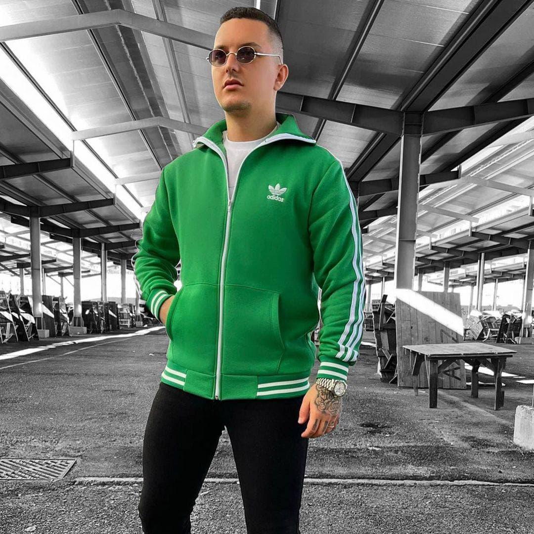 Чоловіча флісова кофта на змійці Adidas M921 зелена