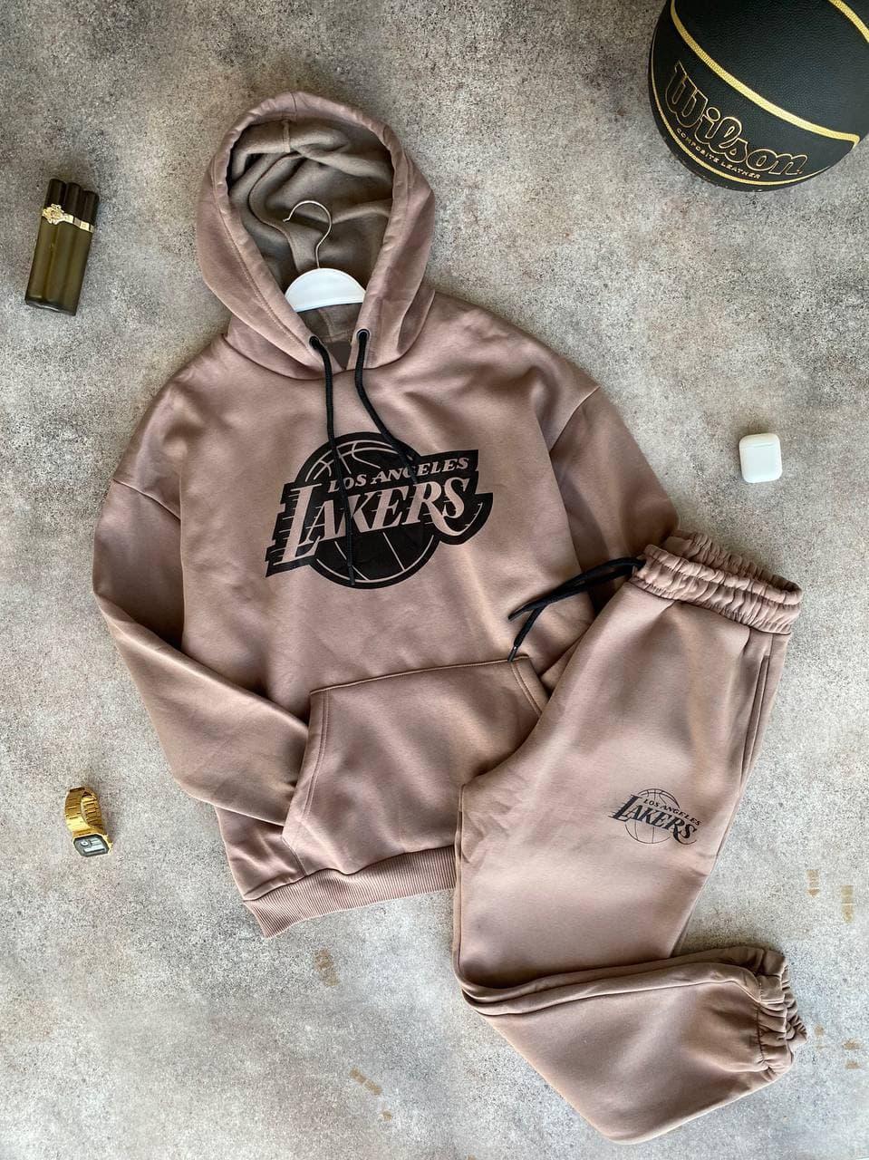 Чоловічий теплий спортивний костюм Lakers Лейкерс M922 бежевий S, М, фото 1