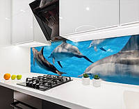 Наклейка на кухонний фартух 60 х 200 см із захисною ламінацією Дельфіни (БП-s_an114)