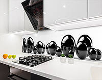 Наклейка на кухонный фартук 60 х 200 см с защитной ламинацией Блестящие черные шары (БП-s_df159)