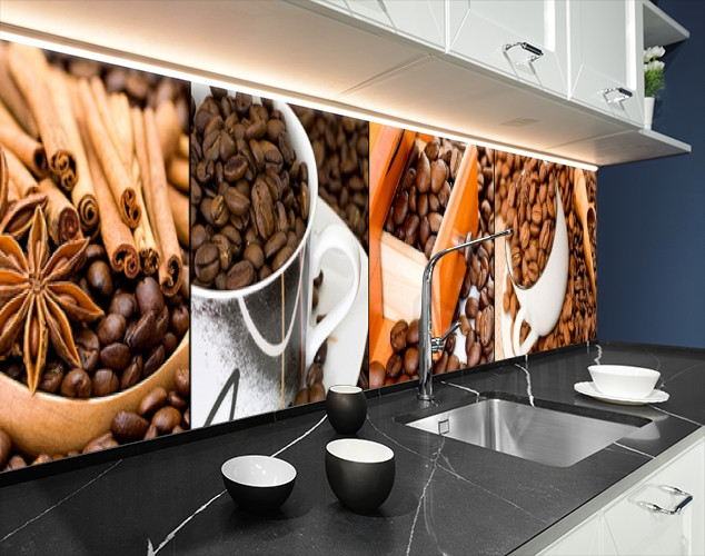 Наклейка на кухонний фартух 60 х 200 см із захисною ламінацією Зерна кави (БП-s_ed040)