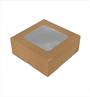 Картонная коробка упаковка для сладостей "Миди" Крафт. 130х130х50 мм. 100шт./упаковка