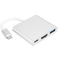 Адаптер Multiport USB Type-C to HDMI/USB 3.0/Type-C (Silver) STLab