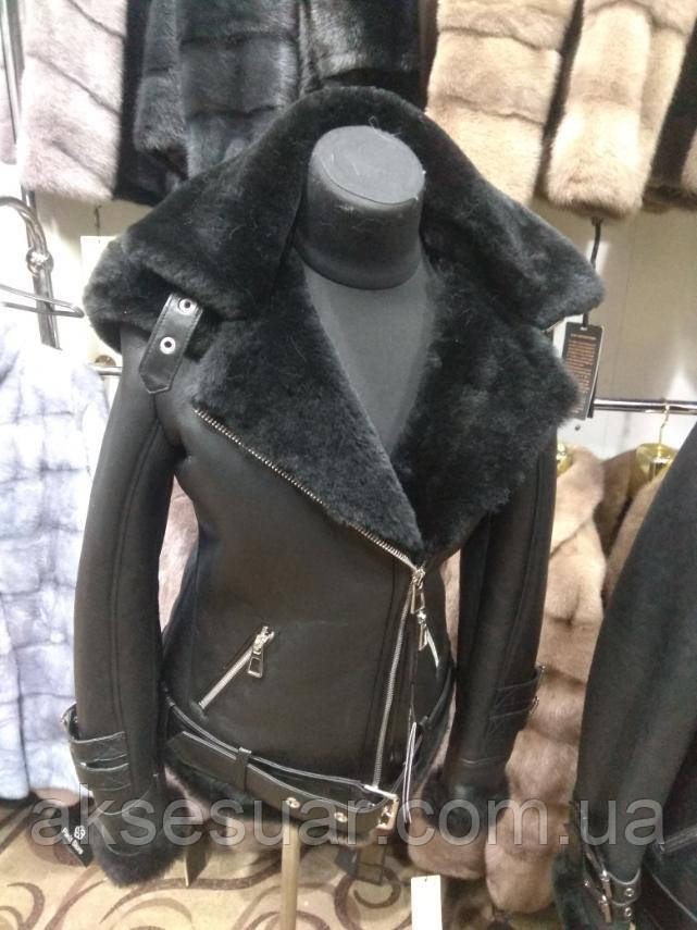 Дублянка жіноча «пілот» натуральна з капюшоном, фото 1