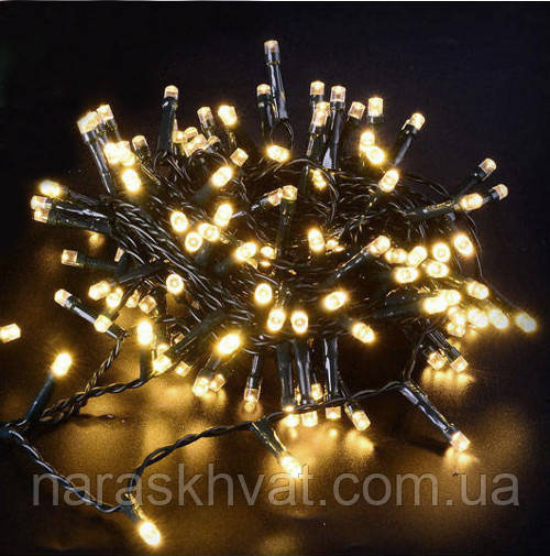 Гірлянда Нитка STRING LED 300 теплий білий, чорний дріт