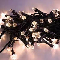 Гірлянда Нитка Кристал LED 100, теплий білий, чорний провід