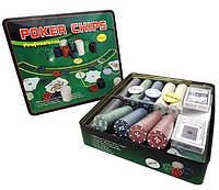 ОЧЕНКА! Покерний набір на 500 фішок у металевій коробці, номінал 1-50. 4g-chips