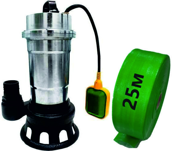 Фекальний насос із подрібнювачем UA ПМЗ 10/10 корпус неіржавка сталь + шланг 25 м. Гарантія 2 роки, фото 1