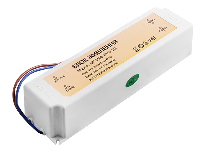 Блок живлення 100W-8.33А IP67 plastic 12V
