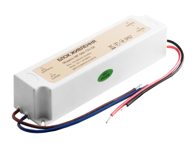 Блок живлення 60W-5А IP67 SLIM plastic 12V