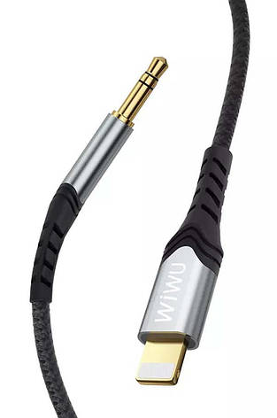 Аудіо-кабель для телефона/ смартфона WiWU YP02 Lightning - 3.5 mm jack 1.5 м Чорний, фото 1