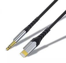 Аудіо-кабель для телефона/ смартфона WiWU YP02 Lightning - 3.5 mm jack 1.5 м Чорний, фото 3