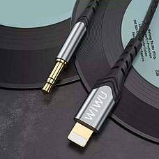 Аудіо-кабель для телефона/ смартфона WiWU YP02 Lightning - 3.5 mm jack 1.5 м Чорний, фото 6