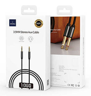 Аудіо-кабель для телефона/ смартфона WiWU YP01 3.5 mm jack 1 м Чорний, фото 4