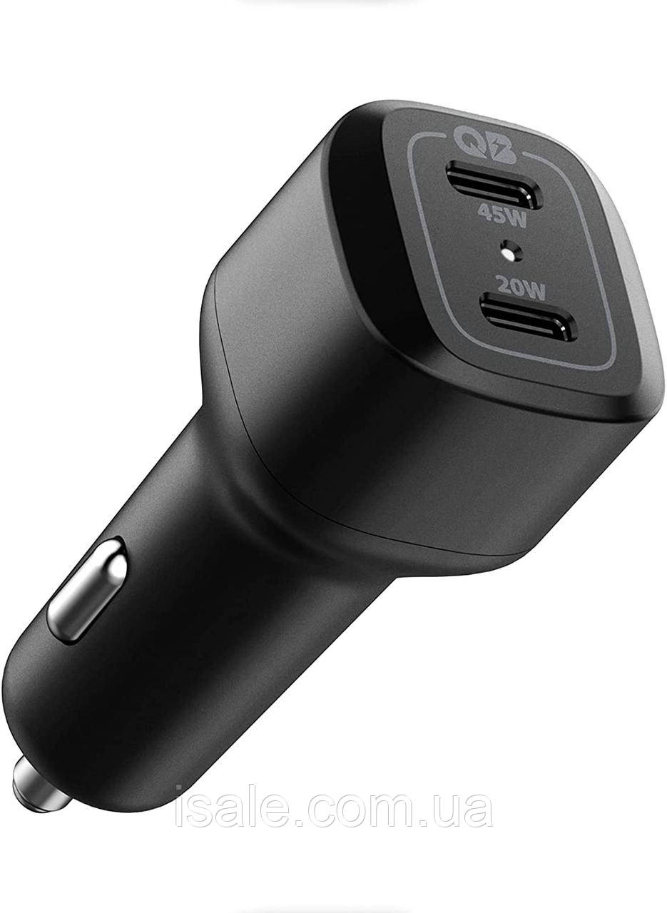 Автомобільний зарядний пристрій Spigen PC2000 PowerArc Car Charger 65 W/ USB C PD/QC3.0 Black (ACP02562), фото 1
