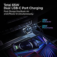 Автомобільний зарядний пристрій Spigen PC2000 PowerArc Car Charger 65 W/ USB C PD/QC3.0 Black (ACP02562), фото 9