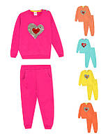 Костюм для девочки зимний утепленный с начесом: свитшот+штаны, с пайетками и рисунком Сердце, Dasilva (размер