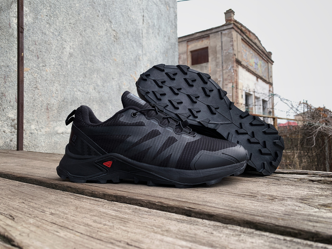 Чоловічі утеплені кросівки Salomon Supercross чорні на флісі