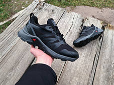 Чоловічі утеплені кросівки Salomon Supercross чорні з сірим на флісі, фото 3