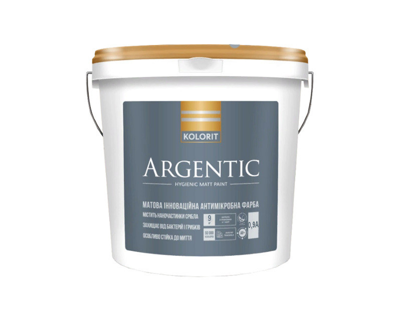Фарба інтер'єрна антимікробна Kolorit Argentic (Колоріт Аргентік) ( біла В1) 0.9 л.