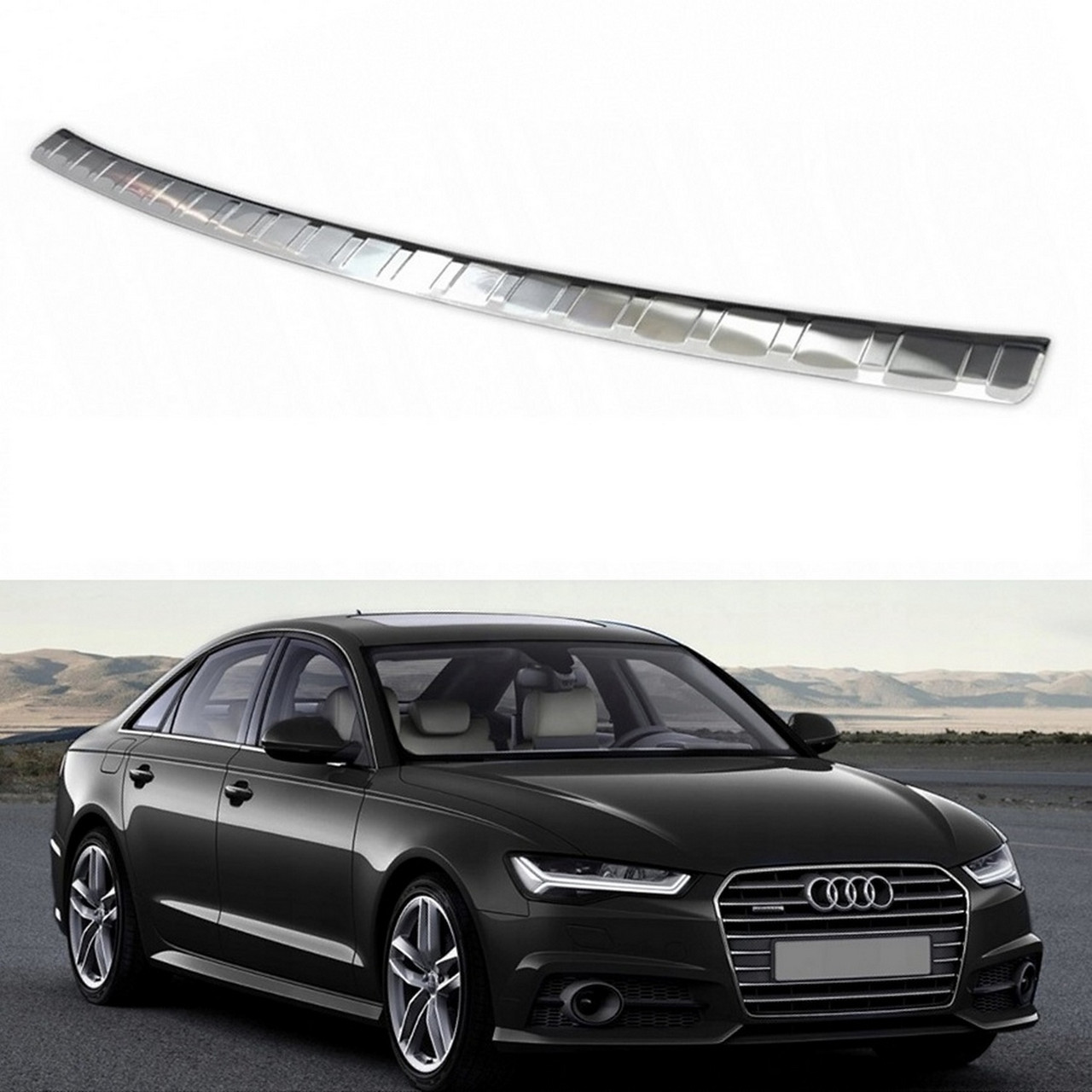 Захисна накладка на задній бампер для Audi A6 С7 Sedan FL 2015-2018 /нерж.сталь/