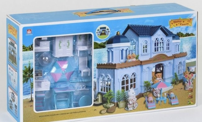 Будинок з меблями HAPPY FAMILY для тварин, "Вілла на березі моря", 2 поверхи, 012-11