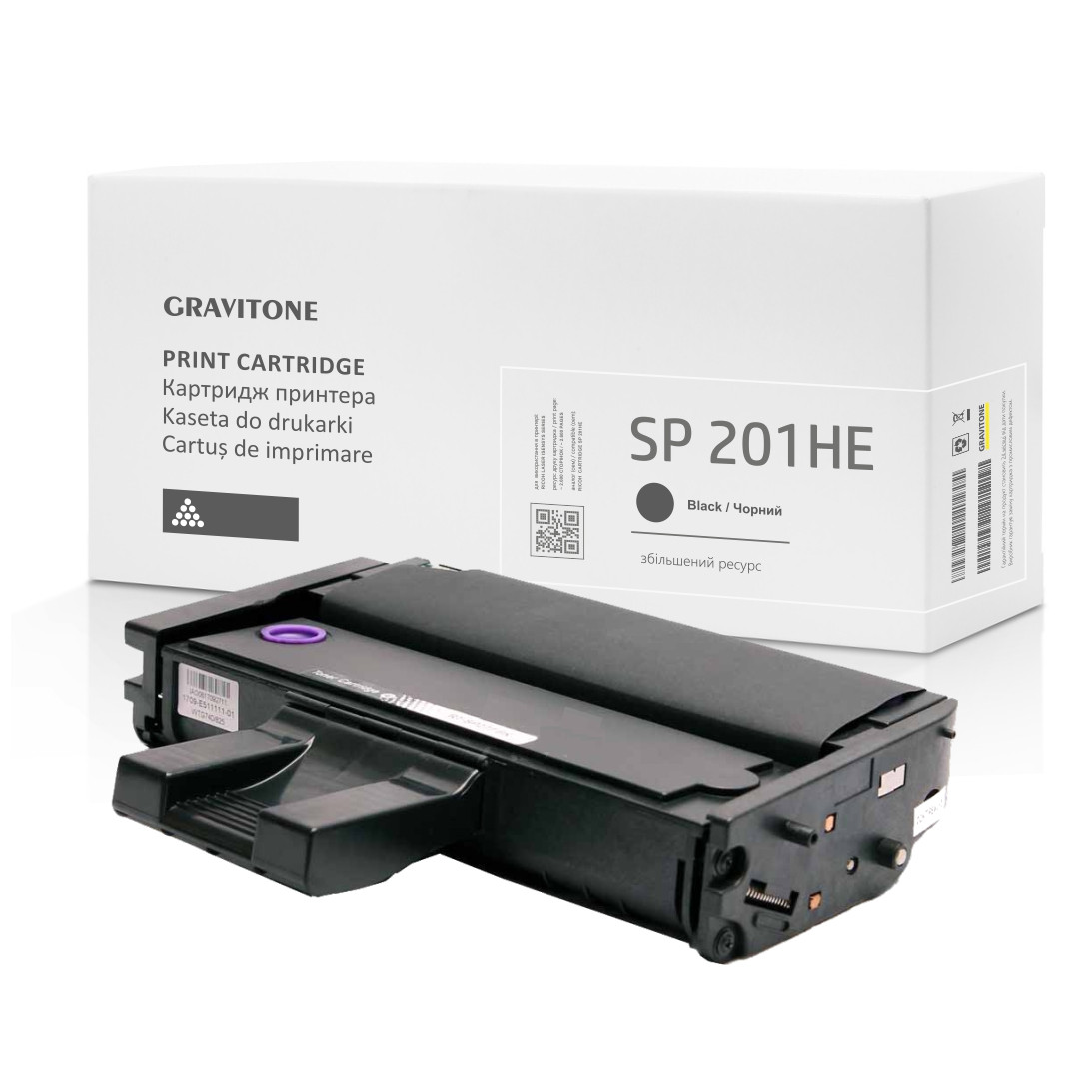 Картридж сумісний Ricoh SP 201HE Black Print Cartridge (407254), 2600 стор, Gravitone (GTR-CRG-SP201HE-BK)