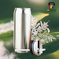 Термокухоль сріблястий (500 мл) + друк фото/лого/ картинка/ напис/прикол — термодрук