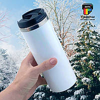 Термокухоль металевий "Starbucks" білий (450 мл) + друк фото/лого/ картинка/ напис