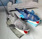 Подушка іграшка з пледом 3в1 сіра Акула з мікрофібри, довжина 65 см, фото 2