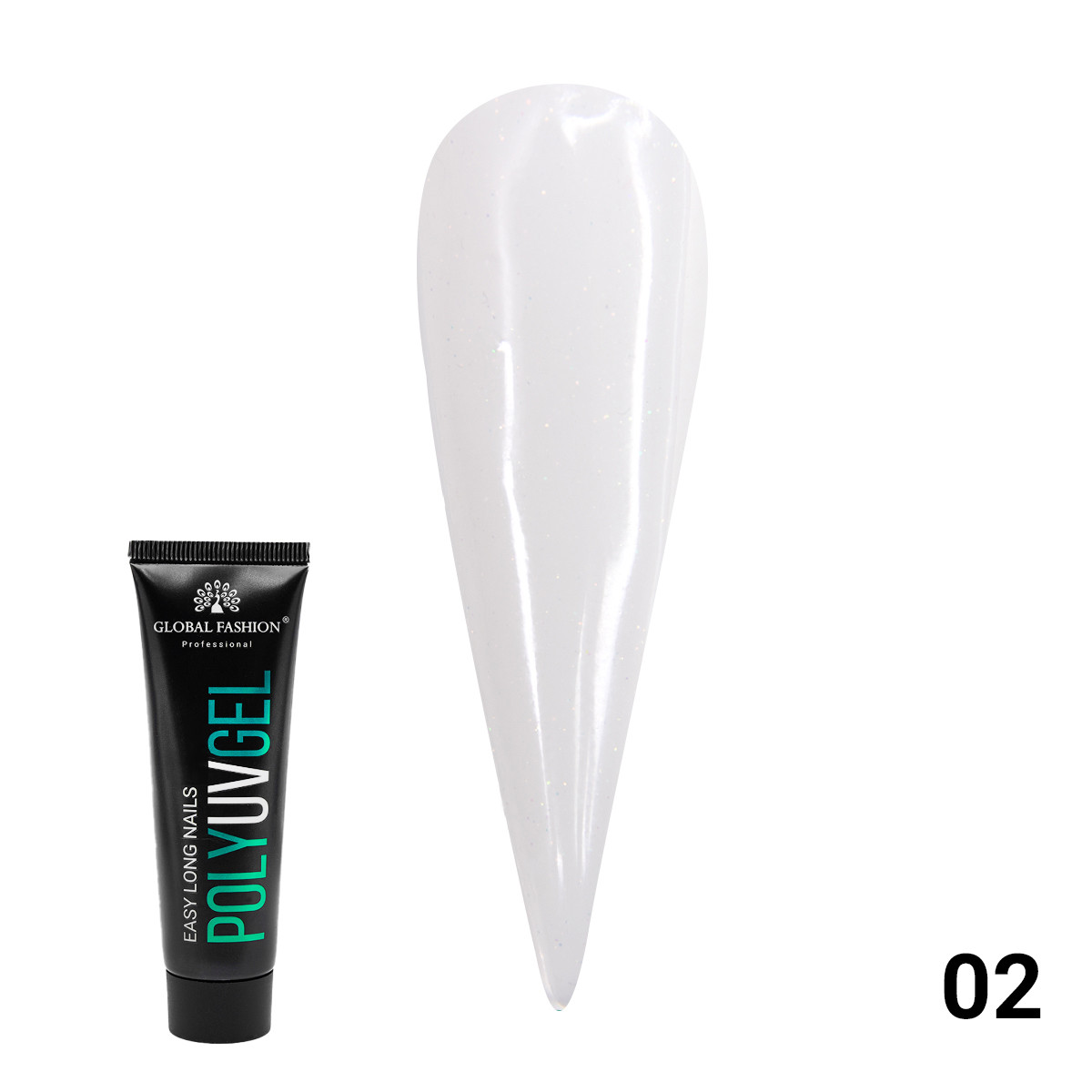 Полігель із шимером Polygel with shimmer Global Fashion 30 мл No 02