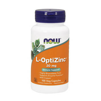 Цинк 30 мг з Метіоніном Now Foods L-OptiZinc 30 mg (100 caps)