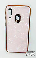 Чохол-накладка для Samsung A40/A405 Marble Glass- рожевий