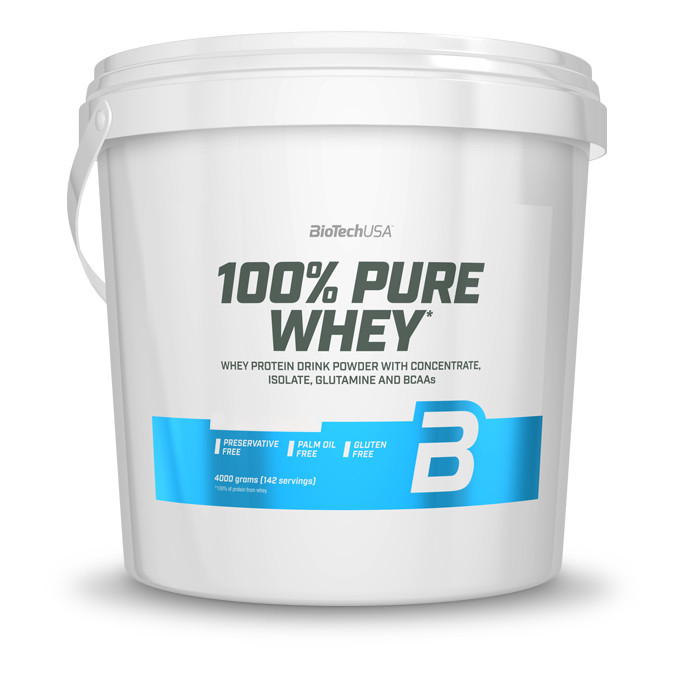 Протеїн 100% Pure Whey BioTech 4 кг Бурбон ваніль