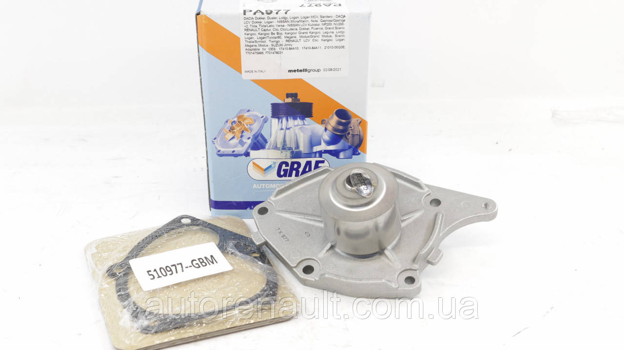 Водяний насос Рено Логан II 1.5 dci (К9К 830/К9К 838) 2012> GRAF(Італія) PA977