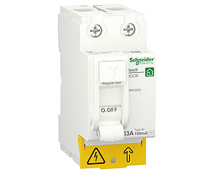 2p 63A, 100mA, тип AC, Пристрій захисного відключення (ПЗВ) Schneider Electric, Resi9, R9R52263
