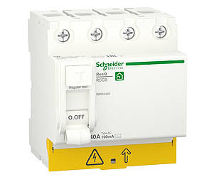 4p 40A, 100mA, тип AC, Пристрій захисного відключення (ПЗВ) Schneider Electric, Resi9, R9R52440