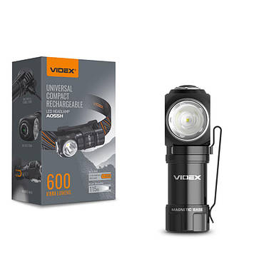Портативний світлодіодний LED ліхтарик VIDEX A055H 600Lm 5700K з акумулятором (VLF-A055H)