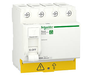 4p 40A, 300mA, тип AC, Пристрій захисного відключення (ПЗВ) Schneider Electric, Resi9, R9R54440