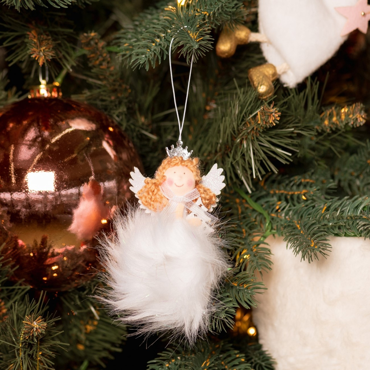 Підвіска Yes! Fun ялинкова "Ангел із серцем", біла, h-11 см, 973591, фото 1