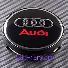 Ковпачки, заглушки для дисків з емблемою Audi (Ауді). 56/60 мм.