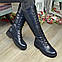 Чоботи жіночі високі на шнурівці, колір синій, фото 3